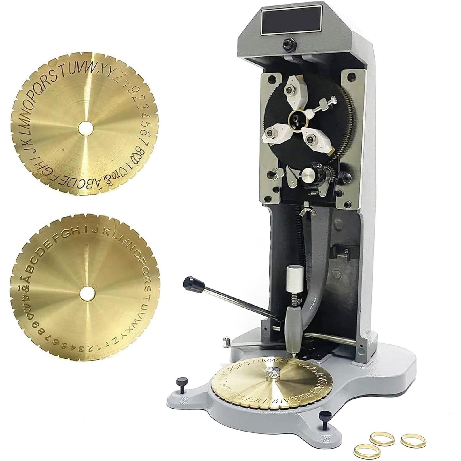 Joyfitness Portable Ring Engraver Machine, Double Sided Dial Engraving Tool, 2 Fonts Disc and 1.5mm-2.0mm Letter Blocks, Desktop Solution for Inner Ring Engraving and Jewellery Customization