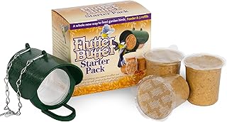 Jacobi Jayne - Flutter Butter Starter Pack EcoRefills Wild Bird Food - Peanut Butter for Bird Feed with Hanging Feeder and Empty Pod Help Attract More Birds to Your Garden - Pack of 3 Refills