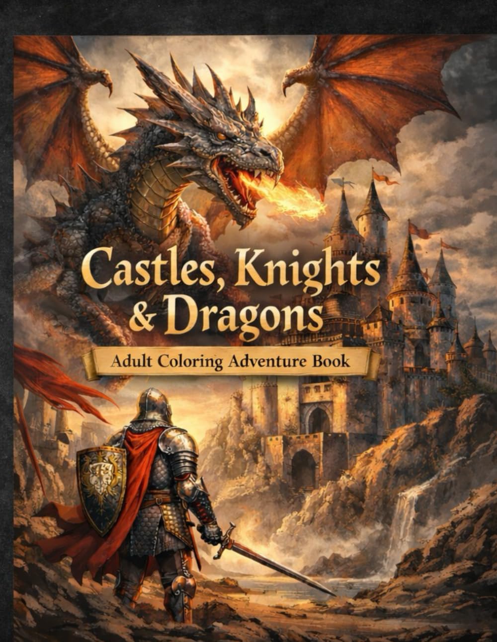 Castles, Knights & Dragons: Adult Coloring Adventure Book: Epic Fantasy Scenes to Color for Relaxation and Fun