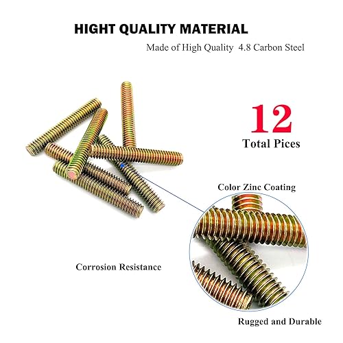 Miniatura 86 de 8 piezas de zinc plateado completamente roscado varilla de acero al carbono tornillo de rosca larga 5/16x3 para muebles jardín barandilla montaje