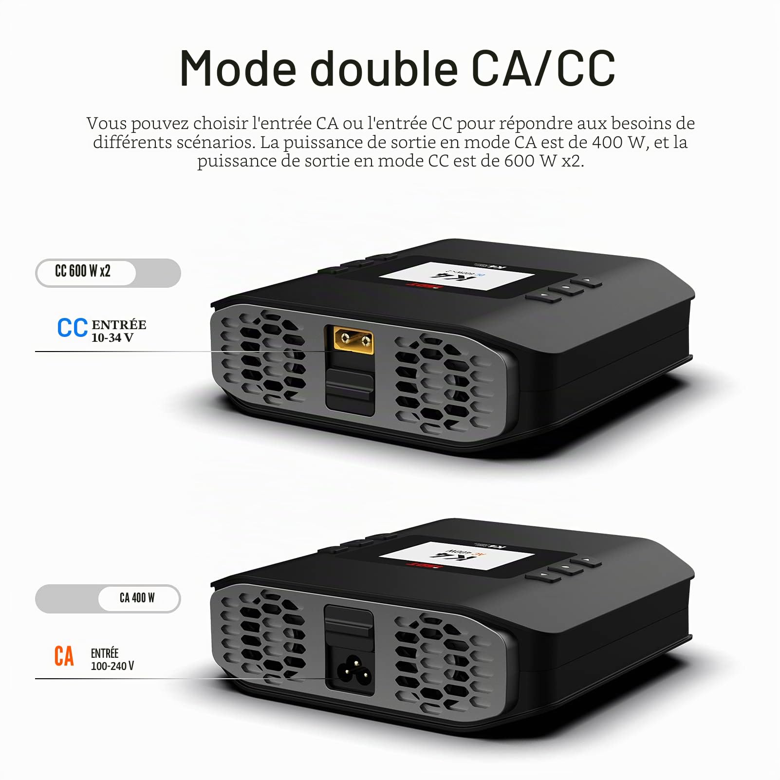 ISDT K4 Lipo Batterie Balance Chargeur Déchargeur AC 400W / DC 600Wx2 Dual Canal pour modèles RC Life/ Lilon/ LiPo 1-8S/ LiHv/ Pb/ NiMH Écran LCD numérique Contrôle APP Bluetooth (EU plug)