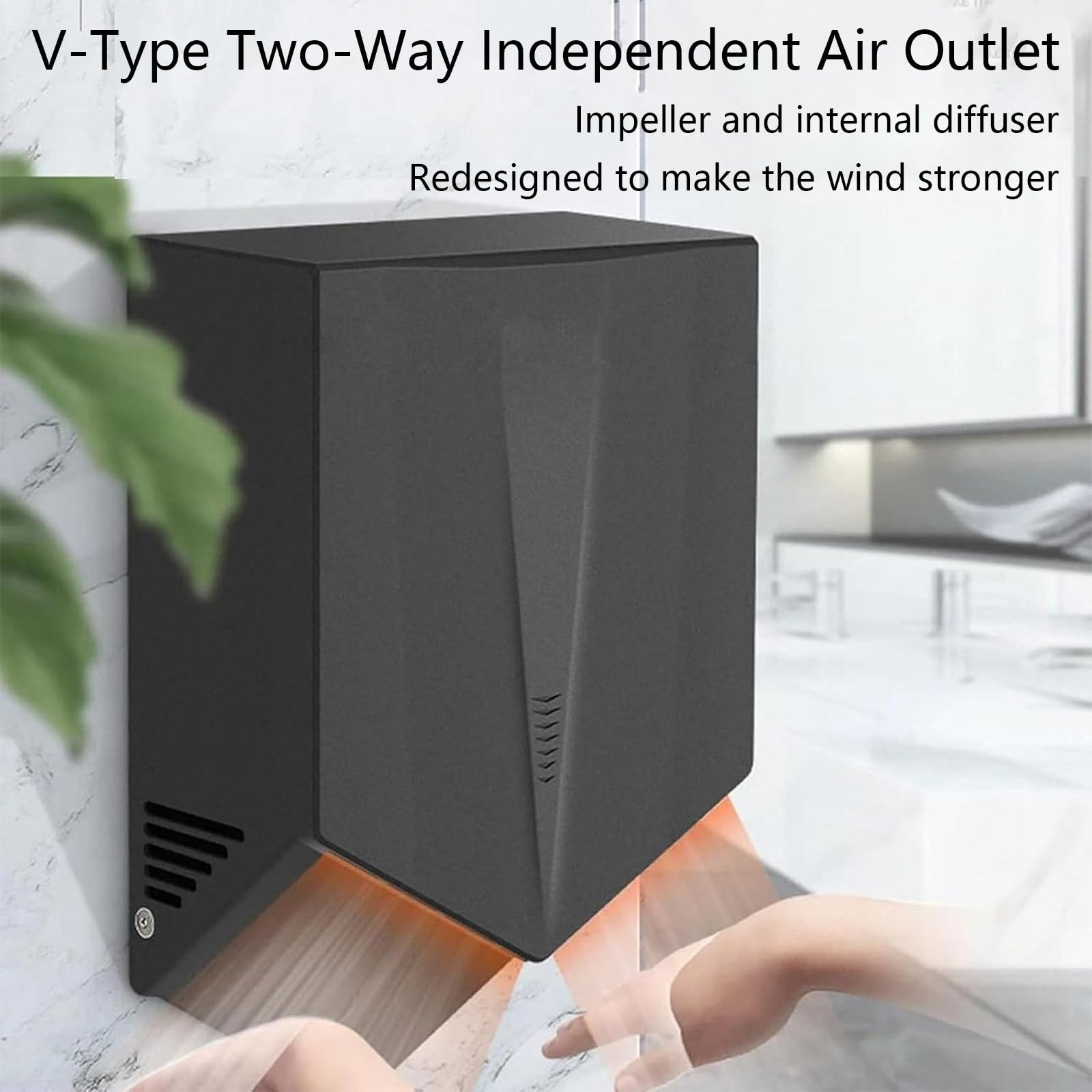 Secador de Manos Comercial, Secador de Manos de Alta Velocidad, para Baños, Uso Comercial o Doméstico, Secador de Manos Eléctrico con Filtro de Aire,White