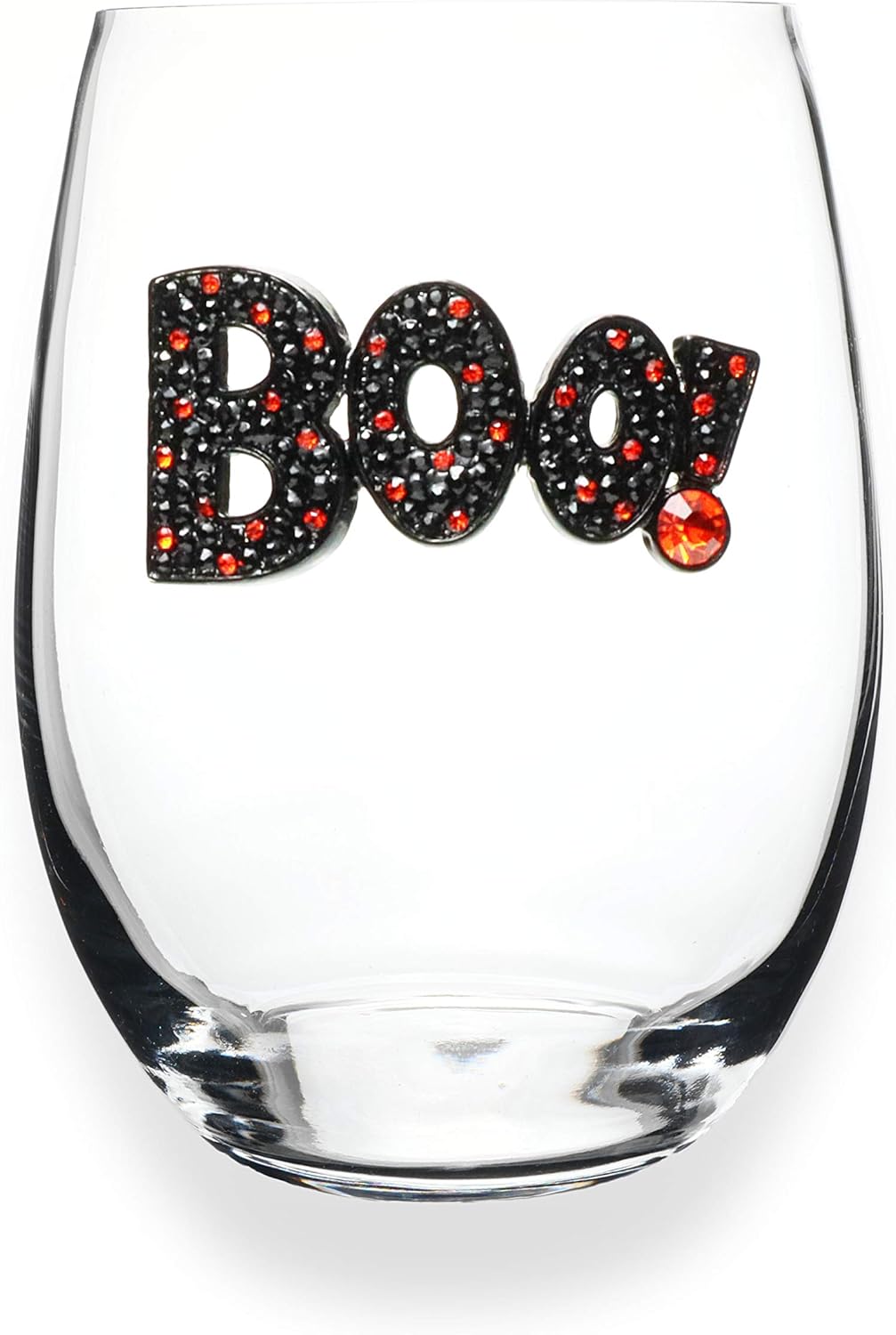 THE QUEENS' JEWELS Skull Jeweled Stemless Wine Glass, 21 oz. - Unique Gift for Women, Birthday, Cute, Fun, Not Painted, Decorated, Bling, Bedazzled, Rhinestone