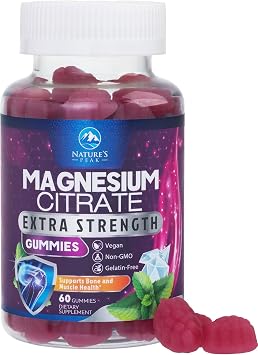Magnesium Citrate Gummies - High Absorption Magnesium Citrate Gummy Supplement - Natural Bone, Nerve, Muscle, Calm, Relaxation Support for Adults - Raspberry Flavor, Gluten Free, Vegan - 60 Gummies