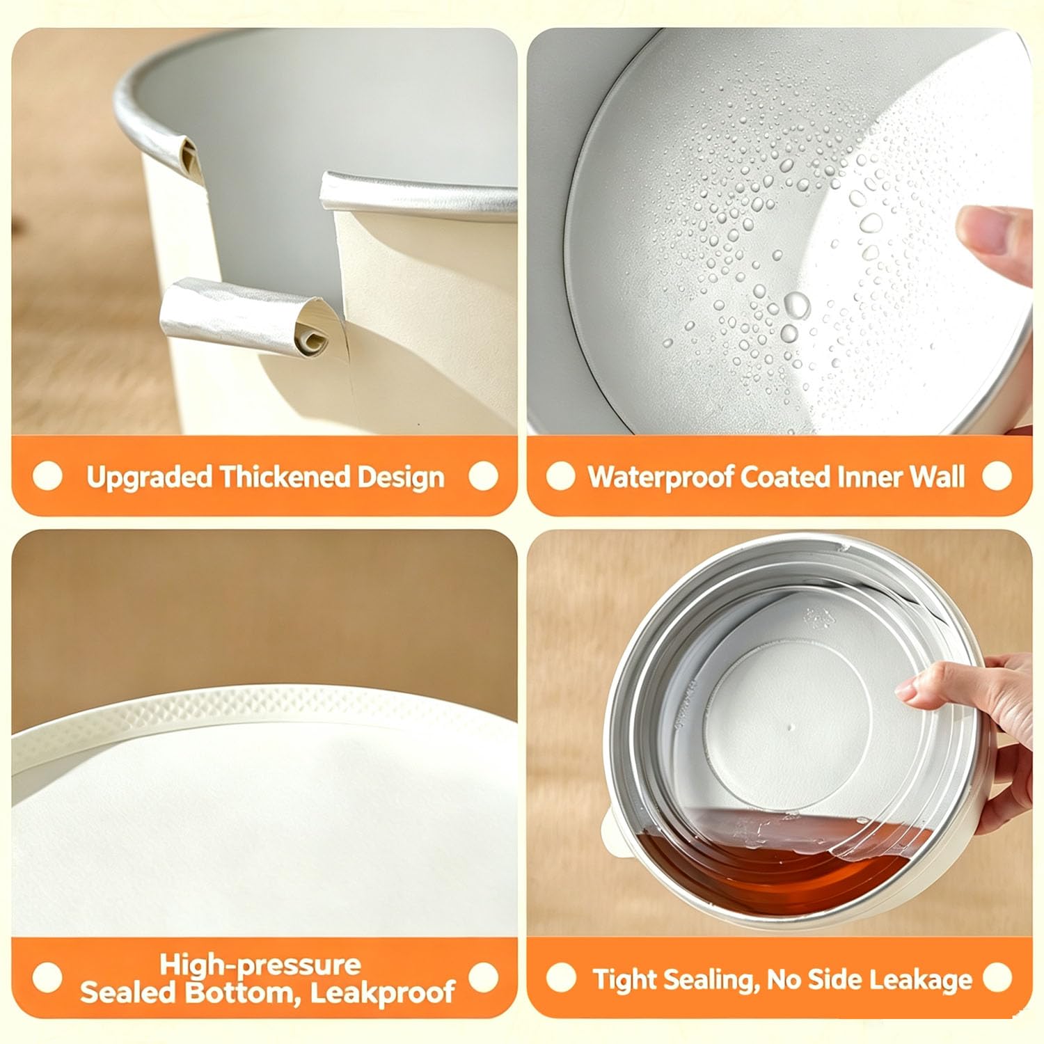 Confezione da 25 ciotole di carta usa e getta da 1500 ml, 3 sezioni, con coperchio trasparente | Contenitori da asporto a 3 scomparti, grandi, resistenti, a prova di perdite, per pasti, sushi, riso, catering