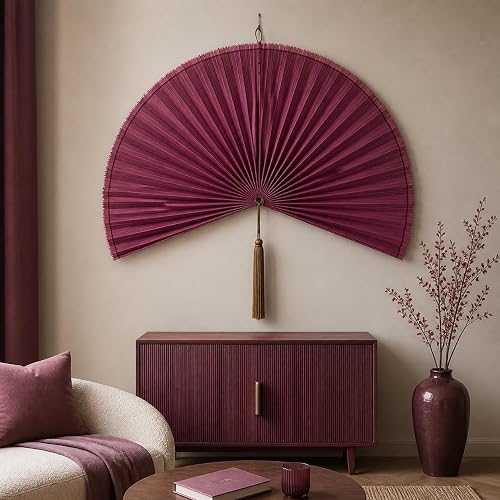 Fan Wall Decor,Large Bamboo Wall Fan For Over Bed Hanging Headboard (D) | Giant 40" Handcrafted Woven Bamboo Wall Fan Decor,Above Bed Hanging Headboard Alternative For Boho Home Aesthetics - D