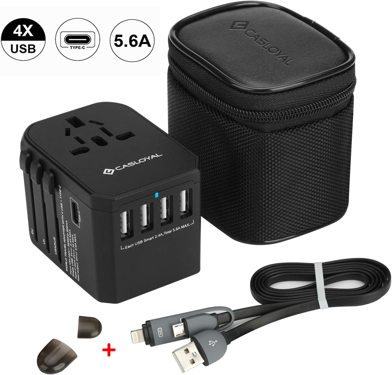 Adattatore Viaggio Adattatore Da Viaggio Universale JSVER - 4 Porte USB Per Oltre 180 Paesi Adattatore Universale Per Caricatore - Foto 6