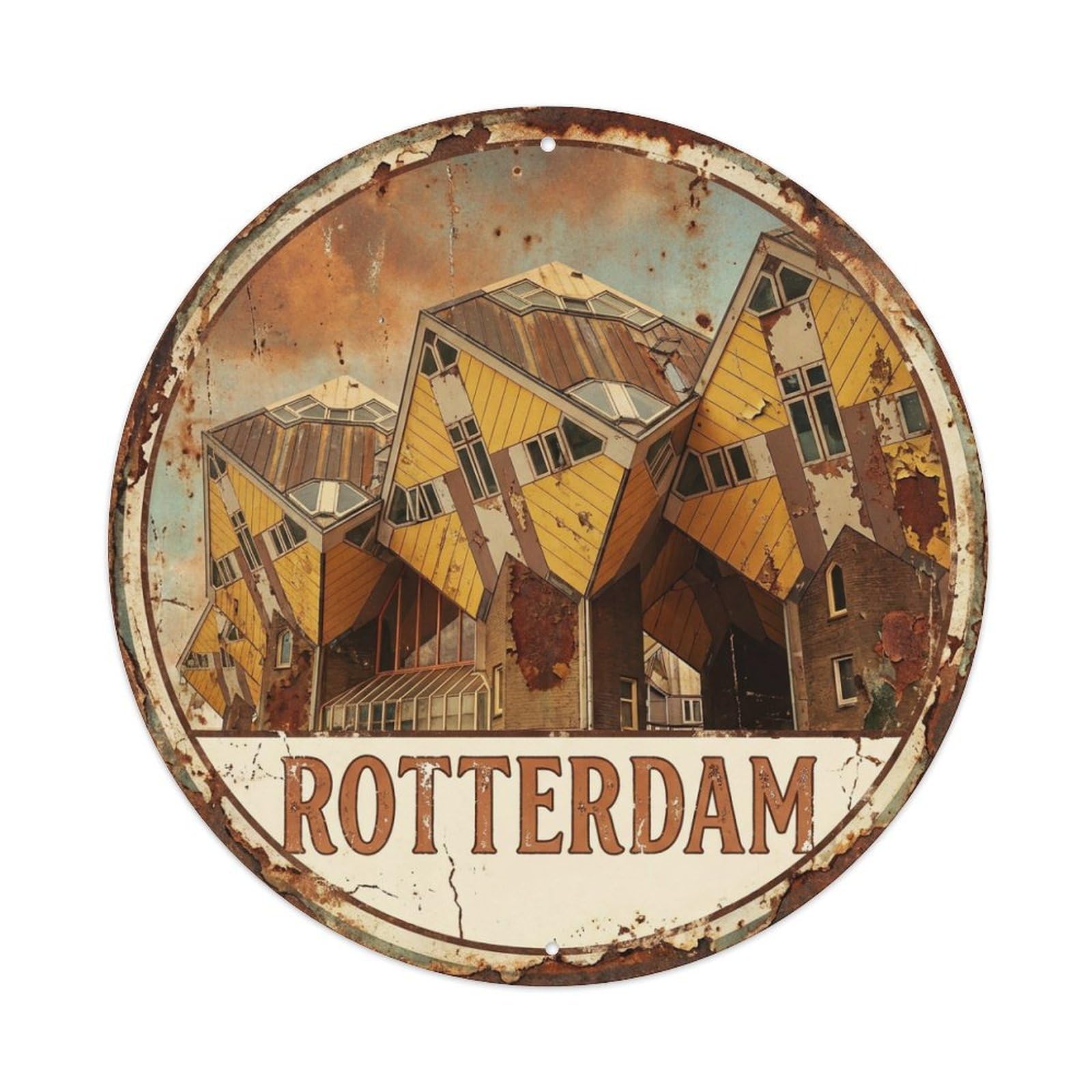 Metal Tin Sign Retro Travel Netherlands Rotterdam