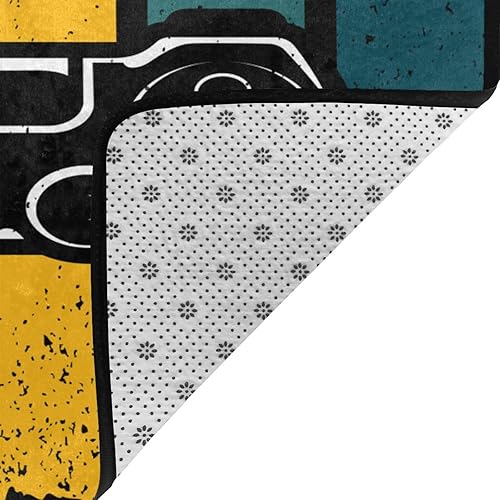 Miniatura 4 de Tapete retro con temática de videojuegos, antideslizante, de microfibra suave, lavable, para el interior, para sala de estar, dormitorio, oficina,