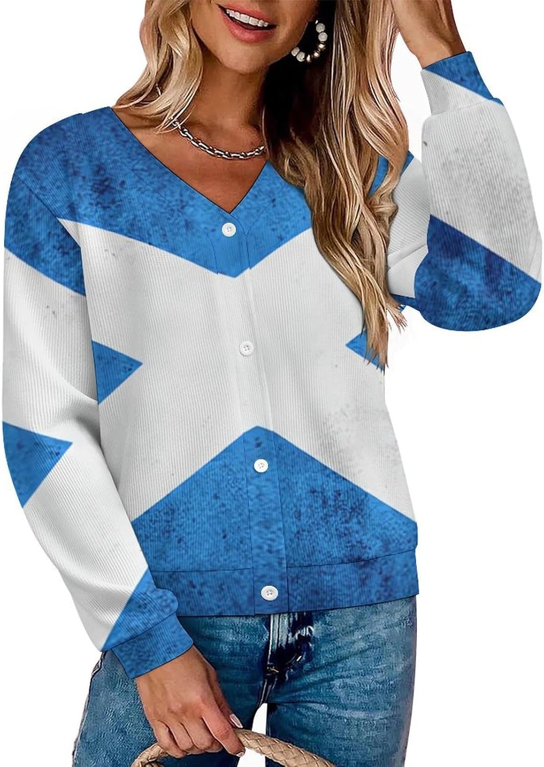 Women's Long Sleeve Button Short Knit Cardigan Sweater Soft Comfort Coat