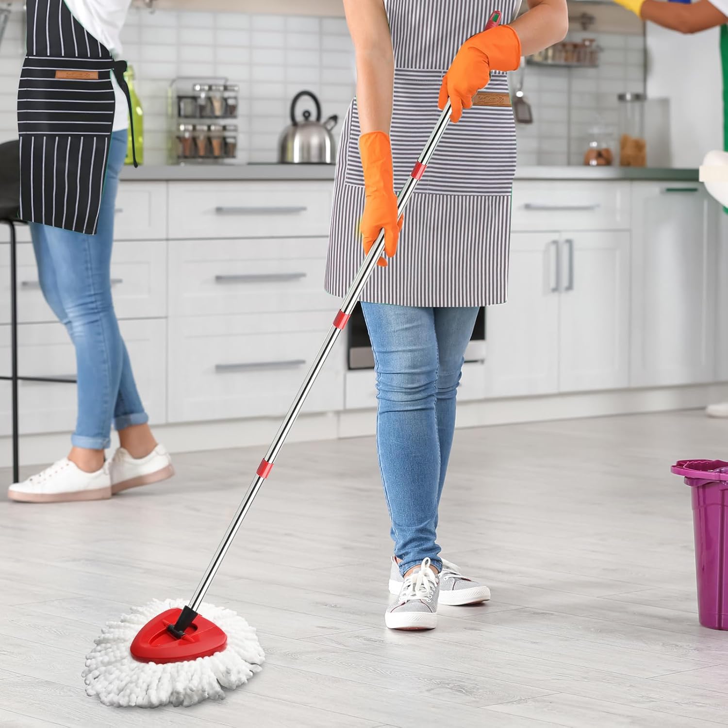 8 Pack Mop Head Replacement Compatible with O Cedar Mop Replace Head EasyWring 1-Tank, Microfiber Spin Mops Refills, Easy Cleaning