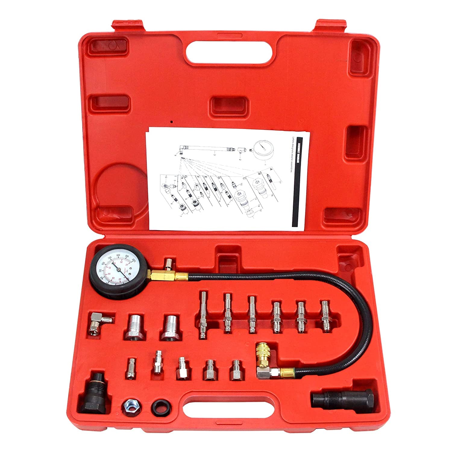 Up to Date Products & Tools Diesel Engine Compression Tester Automotive Fuel Pressure Tester Kit, Engine Compression Gauges Tool 1000 PSI Cylinder Compression Gauge for Car and Truck-image-1