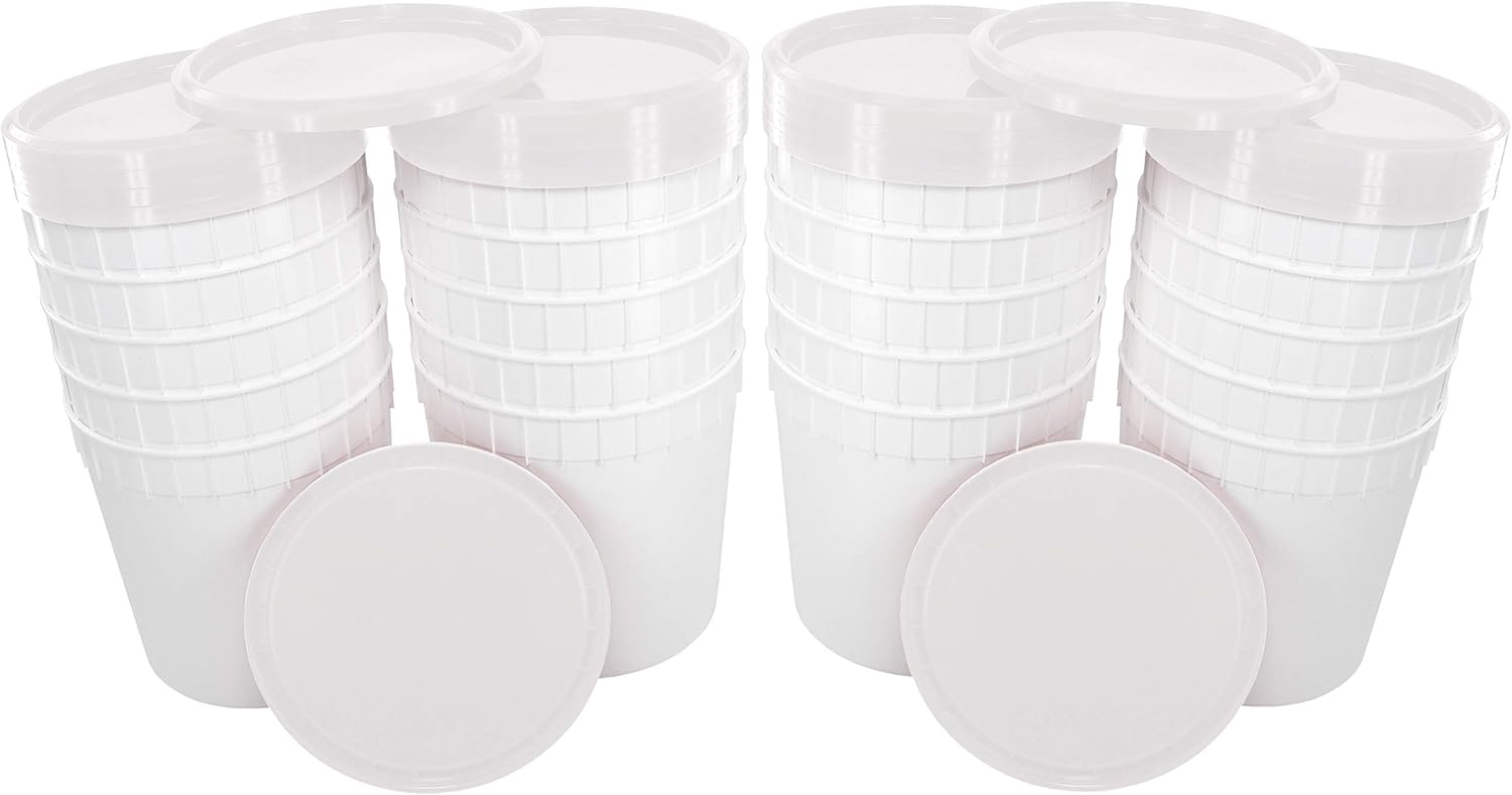 Poly Farm White 2.5 Gallon Ice Cream Tub with Lid (20)
