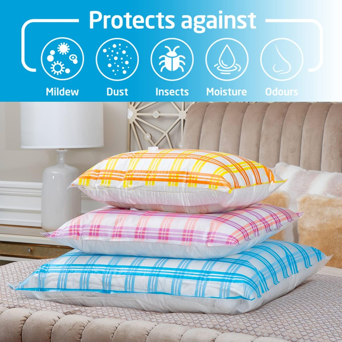 Storage Master 6-Pack Vacuum Storage Bags, Space Saver Bags 80% More Storage Space Work with Vacuum Cleaner + Travel Hand Pump (6-Combo(2L+2M+2S))