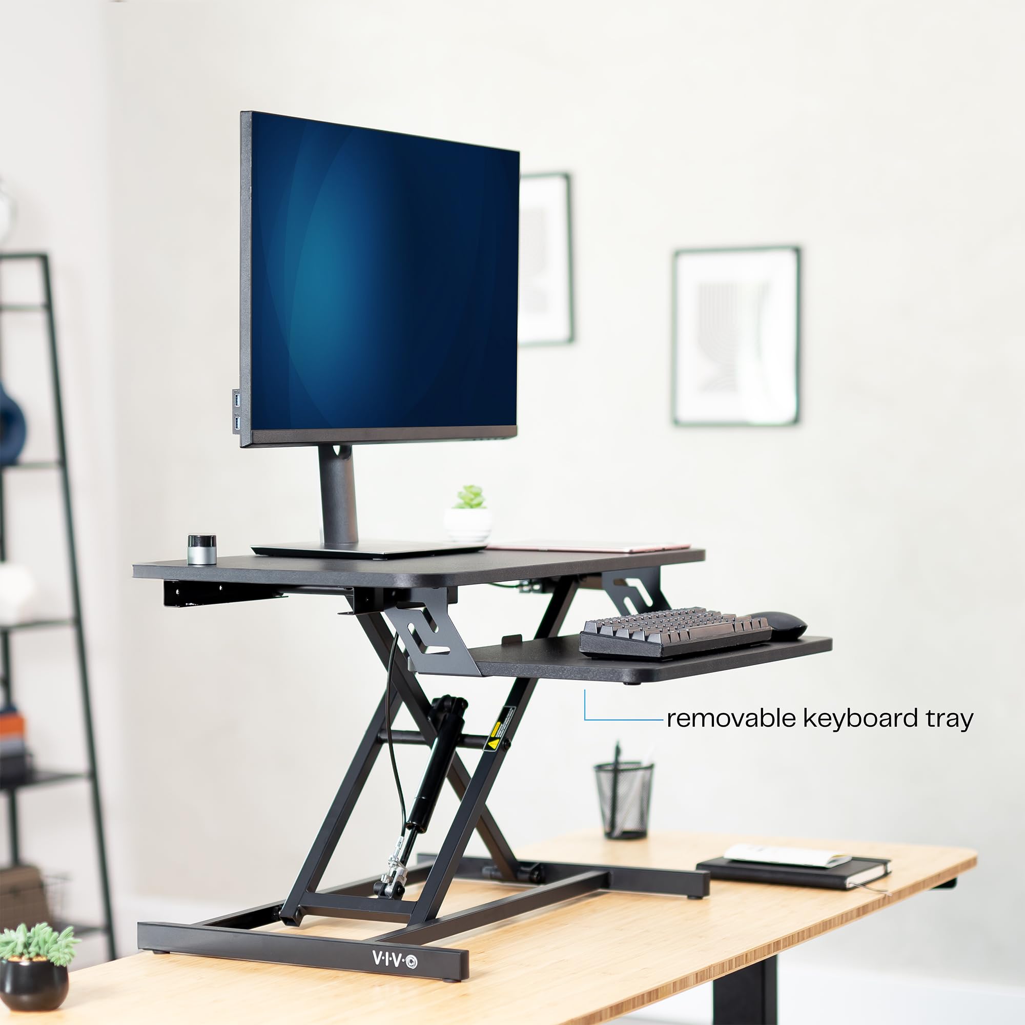 VIVO Height Adjustable 28 inch Stand Up Desk Converter Quick Sit to Stand Tabletop Dual Monitor Riser Workstation — view 7