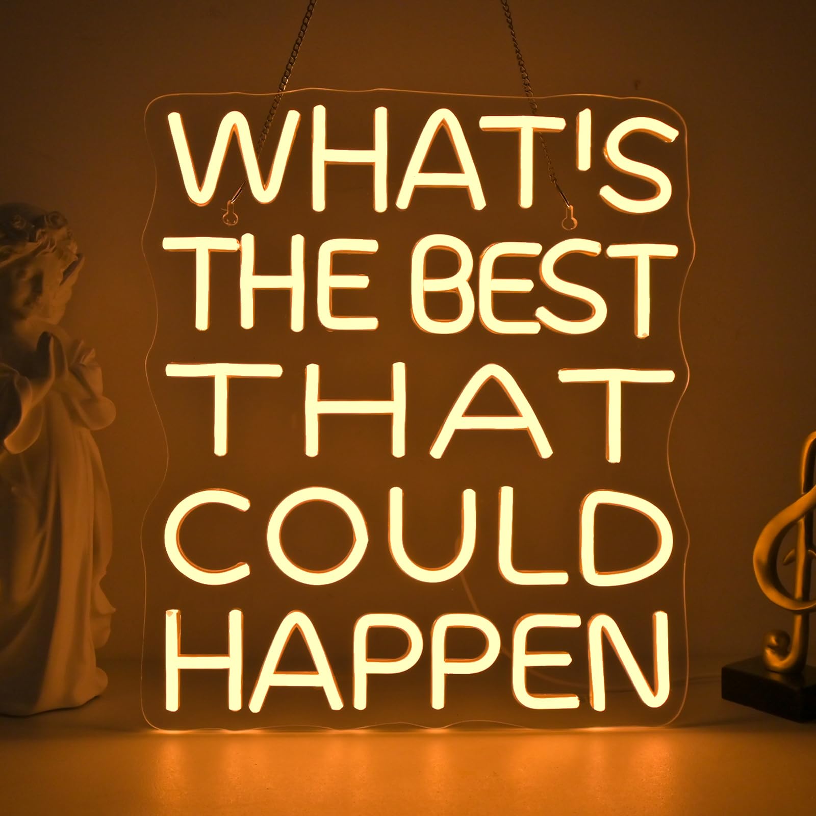 DREAMFORT What's The Best That Could Happen Neon Sign Bars Adjustable Brightness Art neon sign Led Sign USB Powered Versatile LED Wall Decor for Home Office, Café, Creative Studio, or Party — image 1