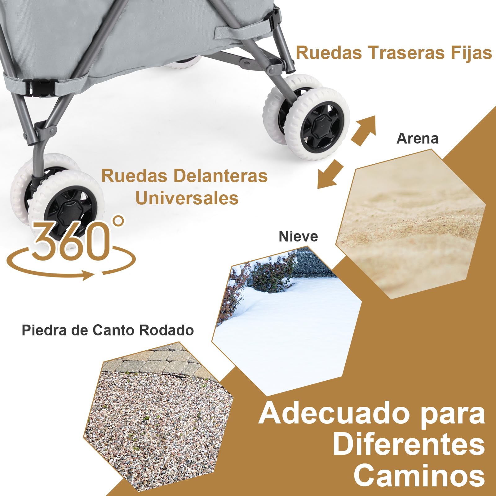 COSTWAY 90L Carro de Compras Plegable con 4 Ruedas y Bolsa de 600D Tela Oxford Extraíble, Carrito para Supermercado, Carga hasta 55 kg, Gris