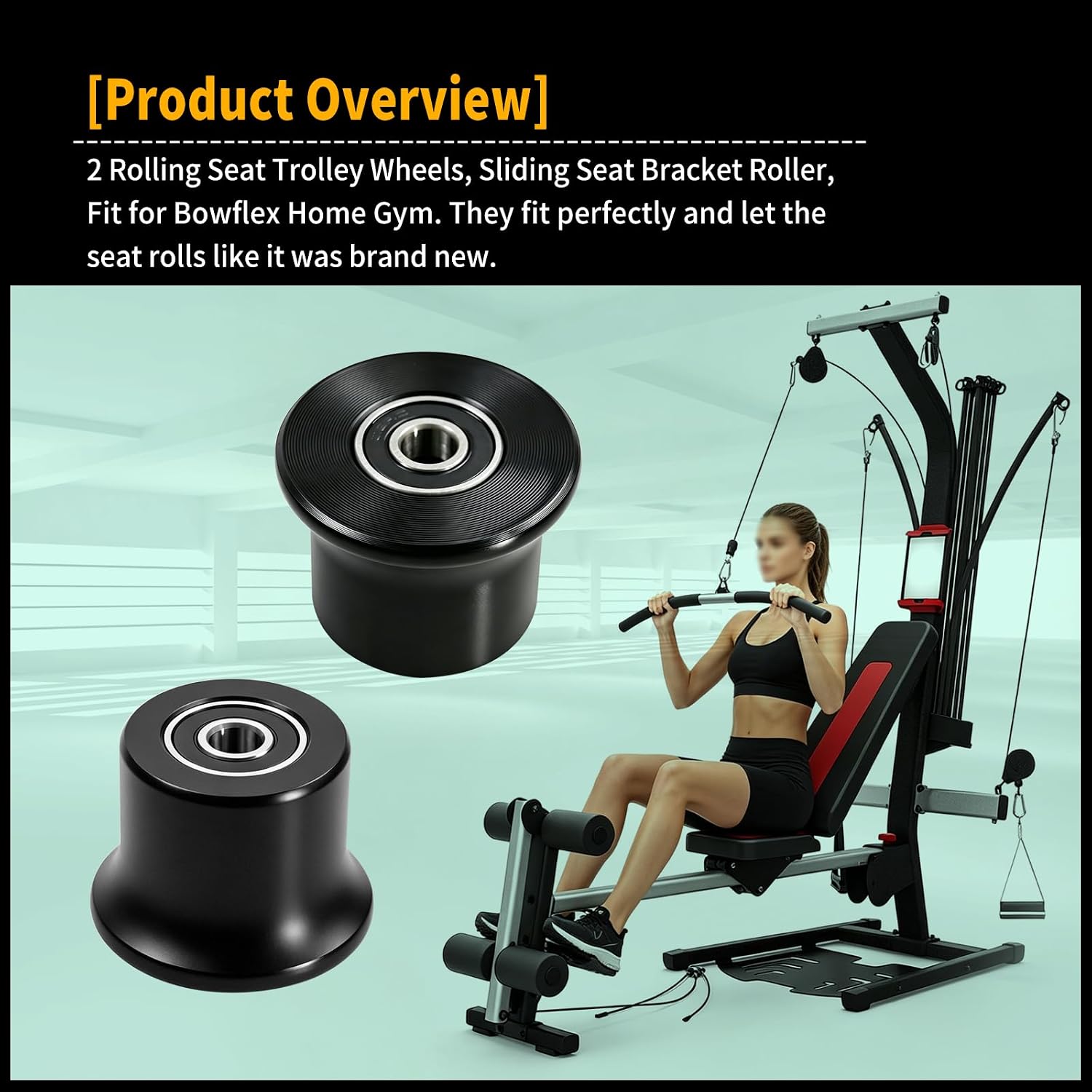 6 Rolling Seat Trolley Wheels,Sliding Seat Bracket Roller, Compatible with Bowflex Home Gym Blaze, Classic, Elite, Motivator2, Pr1000, Sport, Conquest, Ultimate2, Schwinn Comp, Revolution