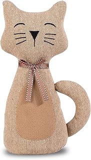 SANFERGE Cute Decorative Door Stopper for Home and Office Floor Door Stops, Fabric Animal Weighted Heavy Wall Protectors, Coffee Cat