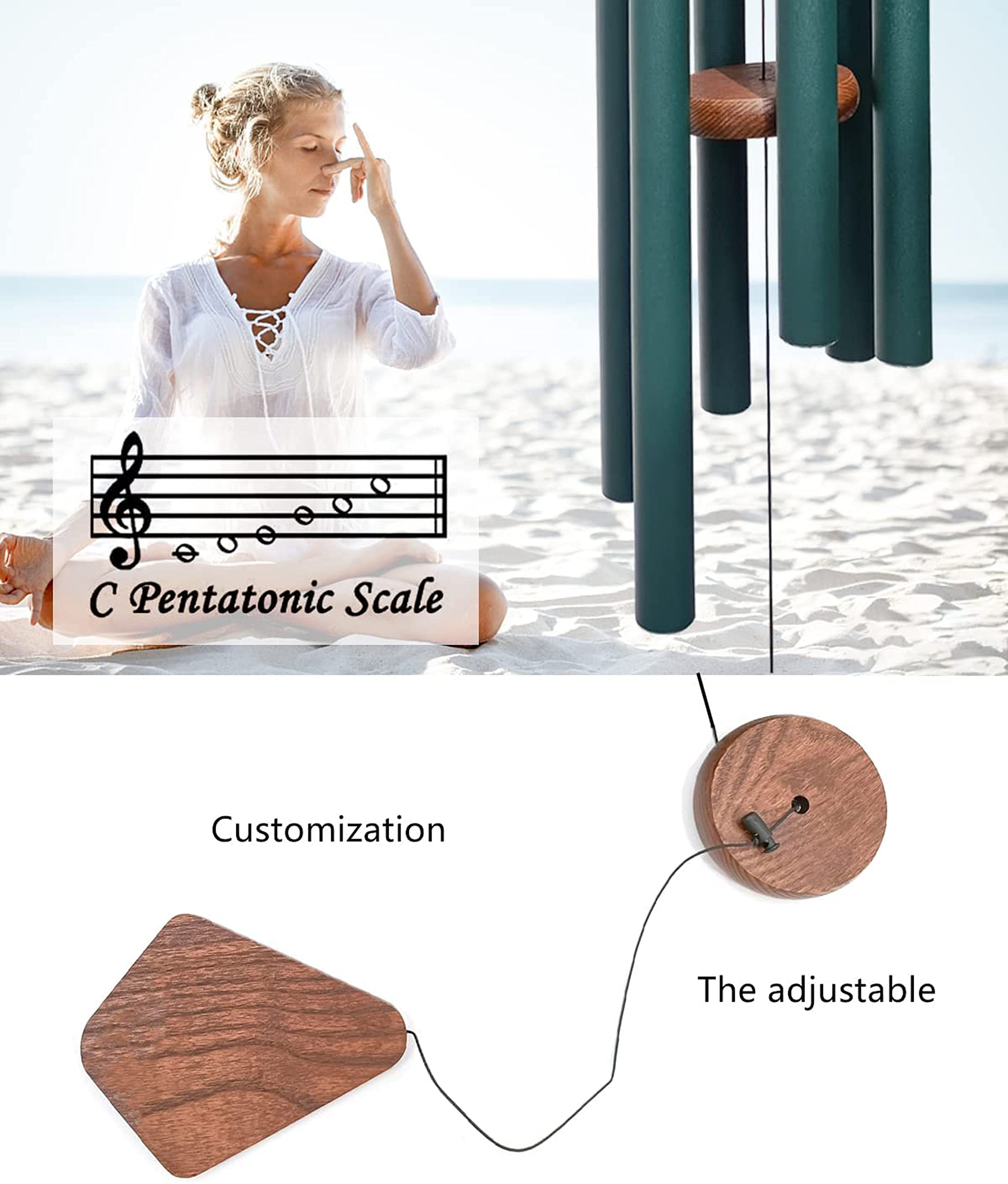 Large Wind Chime - Forest Green - Relaxation & Gift -7
