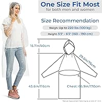 Vista 4 de Opret Paquete de 5/10/20 ponchos de lluvia, ponchos de emergencia desechables a granel, impermeable unisex para adultos con capucha con cordón