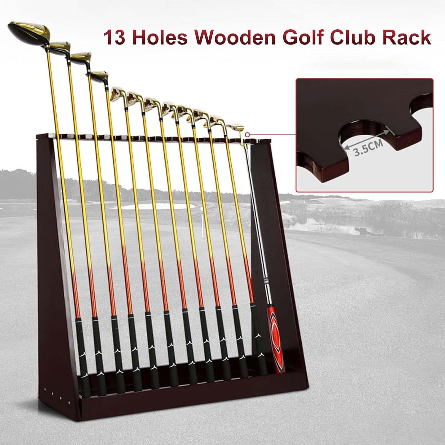 RXXR Golf Club Organizer Wooden Golf Club Organizer, 13 Holes Golf Club