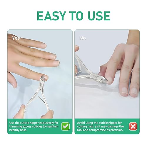 Miniatura 9 de Cortadora de cutículas profesional con empujador de cutículas, removedor de cutículas, pinza de acero inoxidable plateado, cuchillas afiladas,