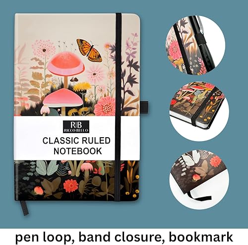 Miniatura 2 de RICCO BELLO - Cuaderno clásico a rayas, diario de tapa dura para escribir, trabajo, hogar, escuela, 192 páginas a rayas, 5.7 x 8.4 pulgadas (jardín