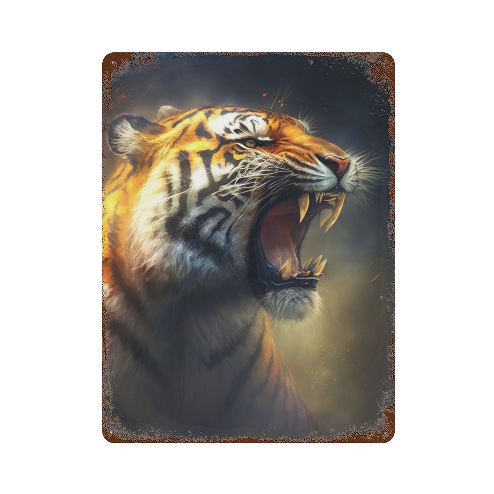 Roaring Tiger Retro Metal Sign 15.7"x11.8", Classic Wall Plaque for Garage, Pub Or Kitchen