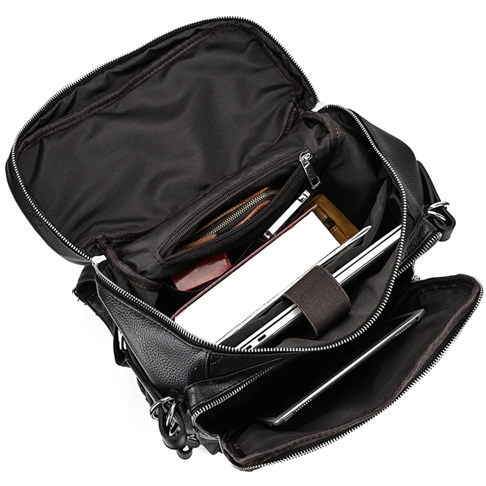 Laptoptasche Rucksack Herren Arbeit Schulrucksack, Herren Vintage Echtes Leder Rucksack 15,6 Zoll Laptop Tasche Mode College Tasche Große Kapazität Computer Rucksack Reise Daypack für Business/Schule/
