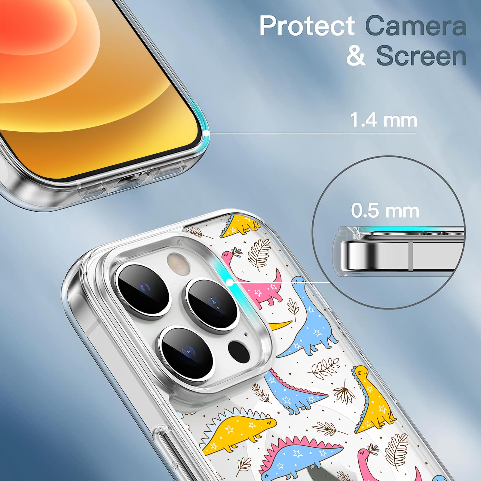 Magnetische Handyhülle Mit Dino-Motiv Für IPhone 14/13 – Transparent & Stoßfest Mit MagSafe