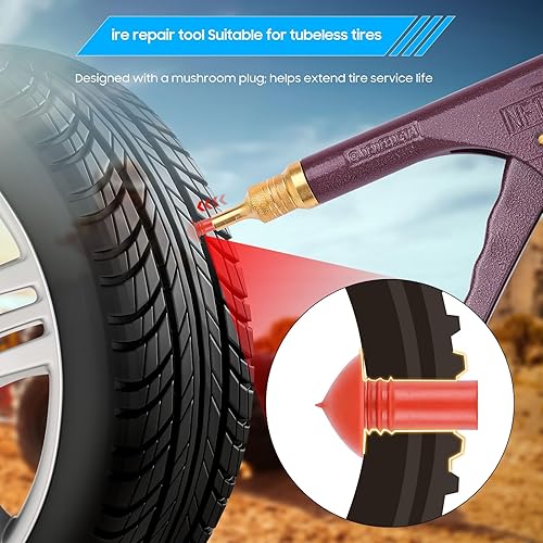 Miniatura 6 de Kit de reparación de pinchazos de pistola de neumáticos sin cámara con tapón de seta