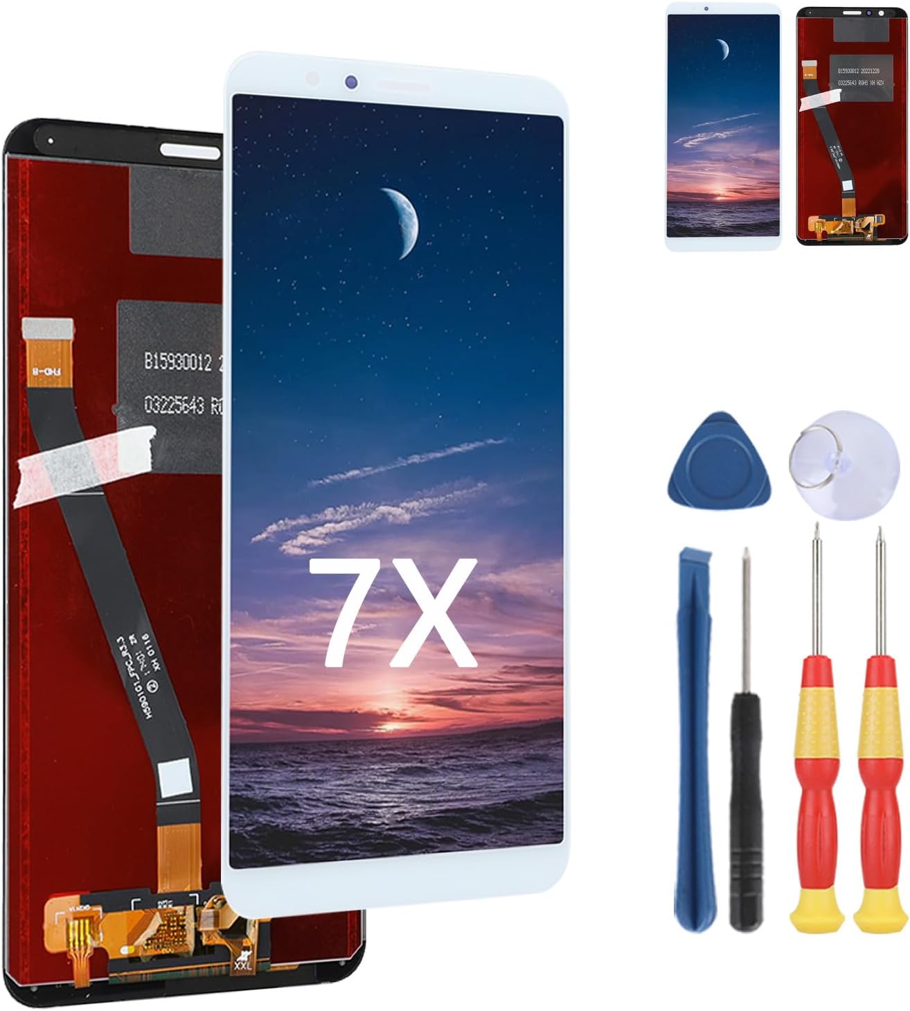 New Display Touch Screen for Honor 7X LCD Display Replace Parts with Tools.(White)