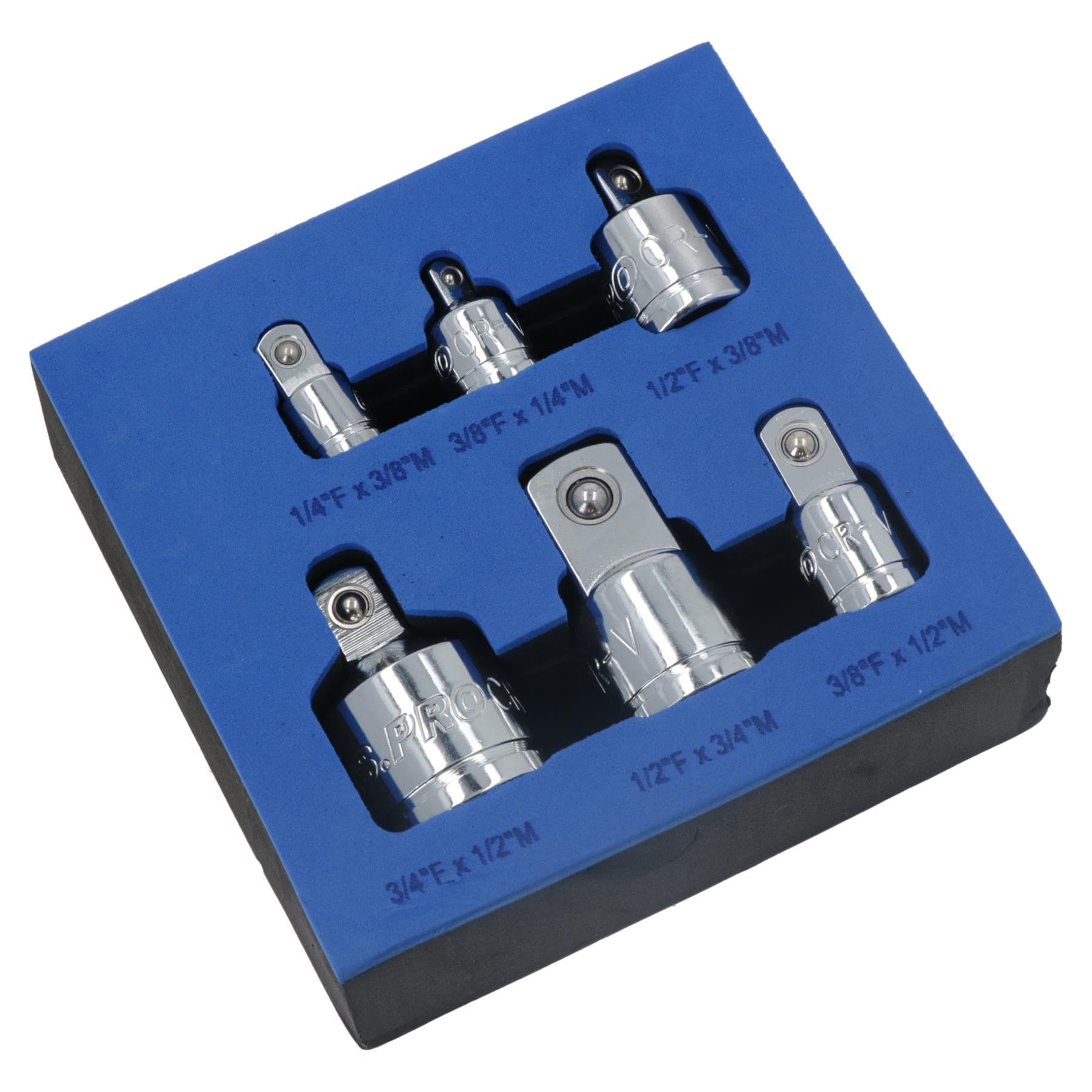 Ab Tools Silver 6Pc Socket Reducer Adapter Adaptor Step Up Step Down Socket Converter Set