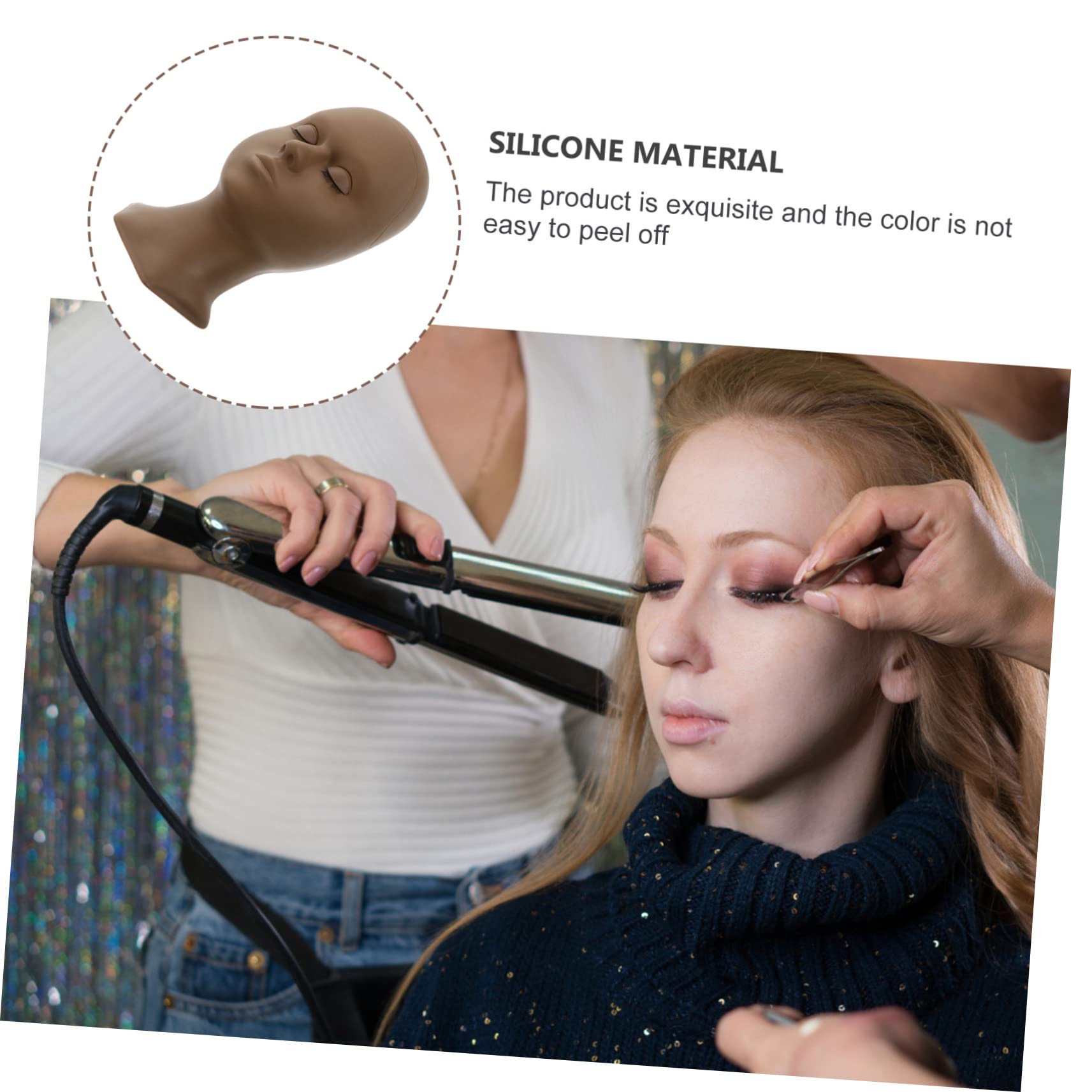 VICASKY Pestañas Cabeza de Ejercicio Con Palpados Maniquí Para Extensión De Pestañas Cosméticos Ayuda De Entrenamiento Para El Hogar O Salón Incluye Cabeza Y Párpados