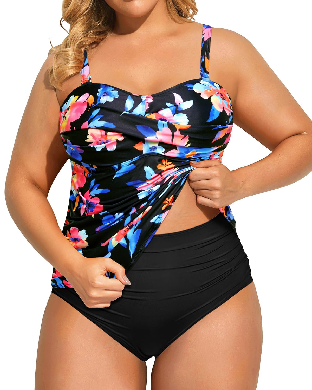 Aqua Eve Women Two Piece Plus Size Tankini - Strapless Bandeau Swimsuit