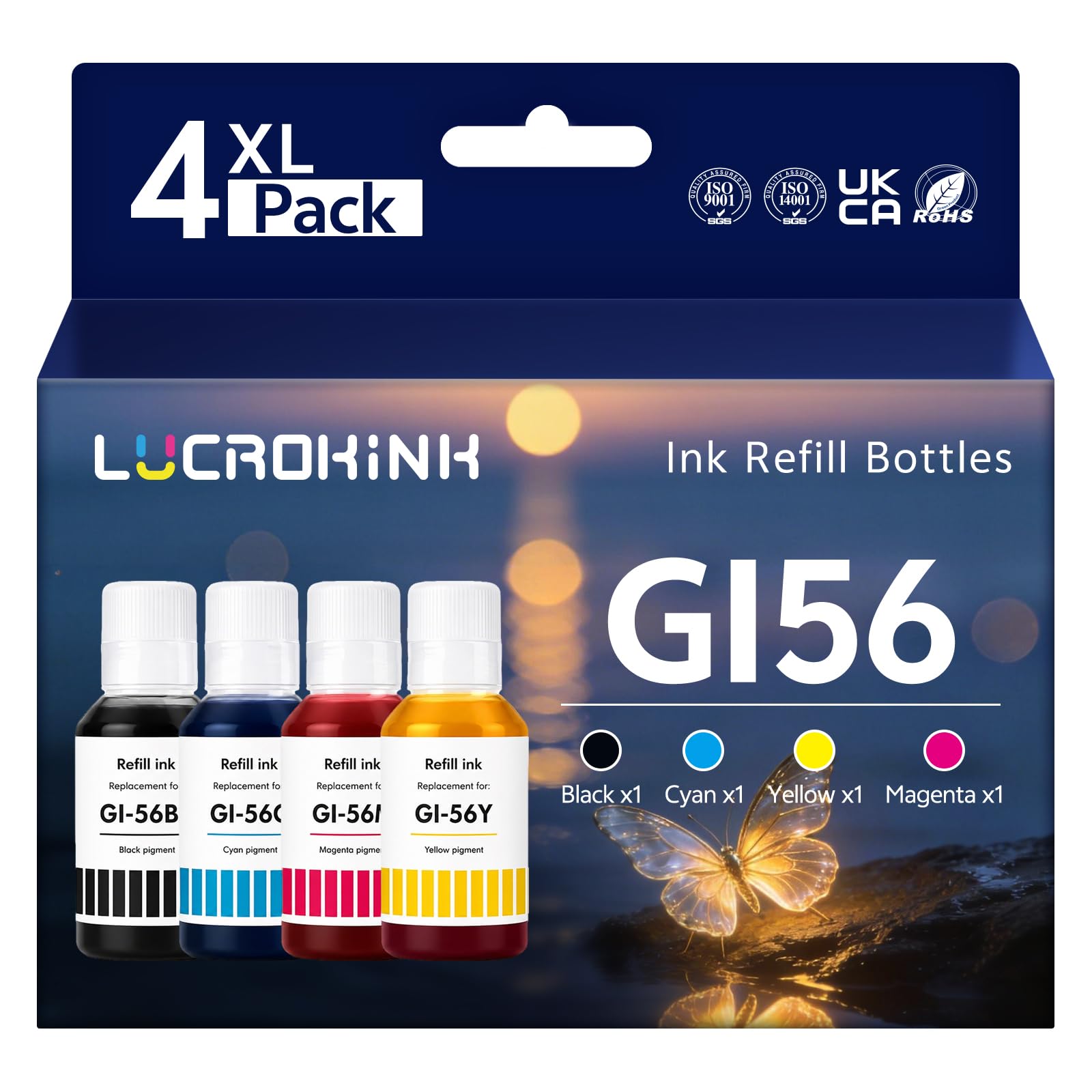 Bottled Ink GI56 GI-56 Replacement for Canon GI56 GI-56 Ink, 4 Pack