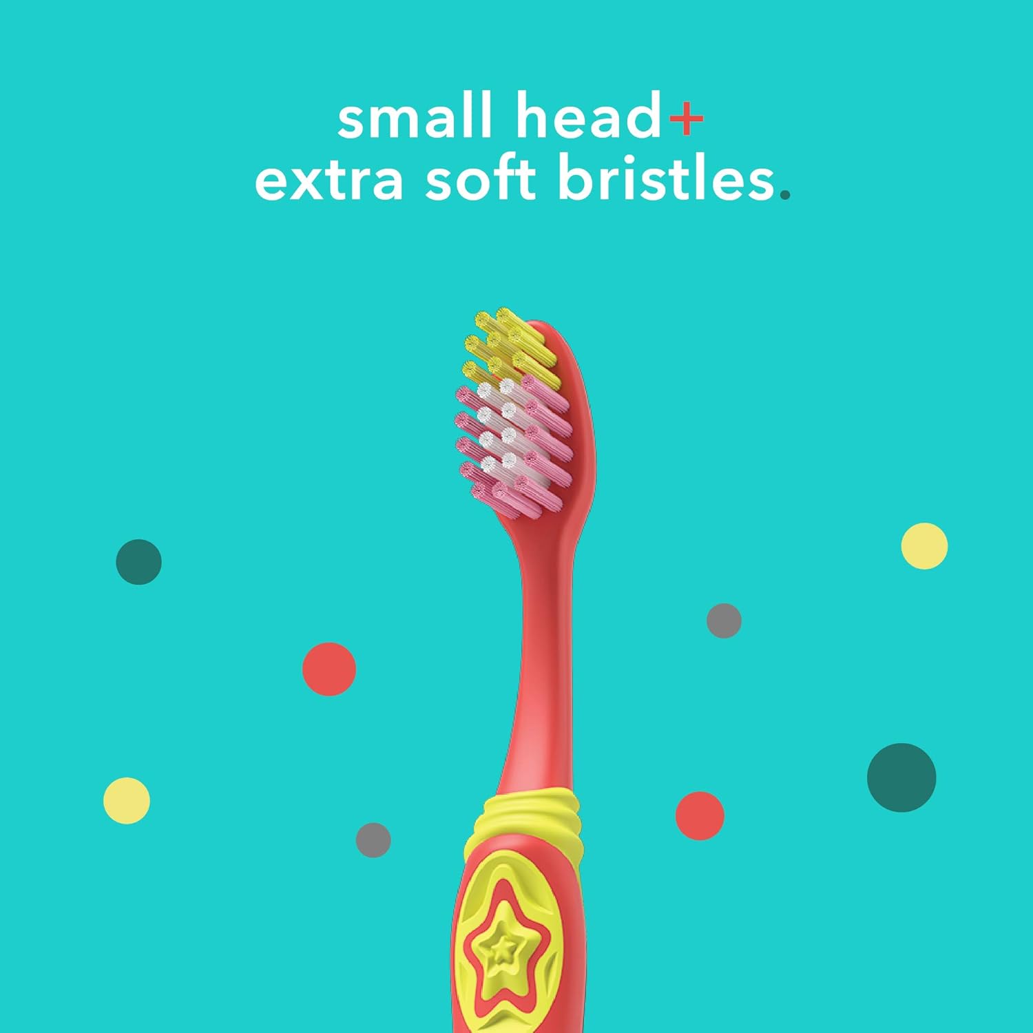 Close-up of Colgate hum Kids toothbrush head with extra soft bristles