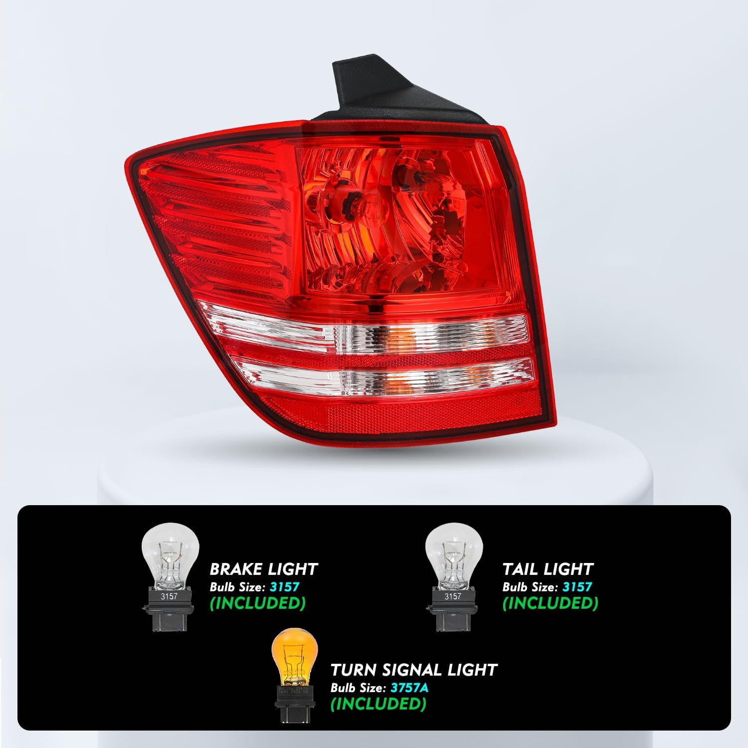 Halogen Type Tail Lights Assembly Replacement for 2009-2020 Dodge Journey OE Outer Tailight Brake Rear Light with Bulbs Left/Driver Side (LH)