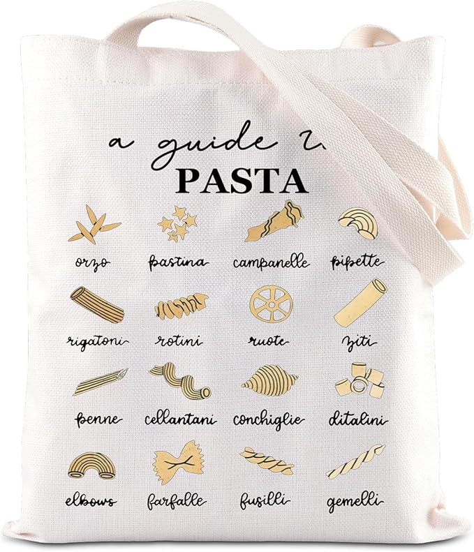 FOTAP Pasta Guide Tragetasche für Pasta-Liebhaber, Geschenk, italienische Pasta-Diagramm-Set, Handtasche, Nudelliebhaber, Geschenk, italienisches Essen