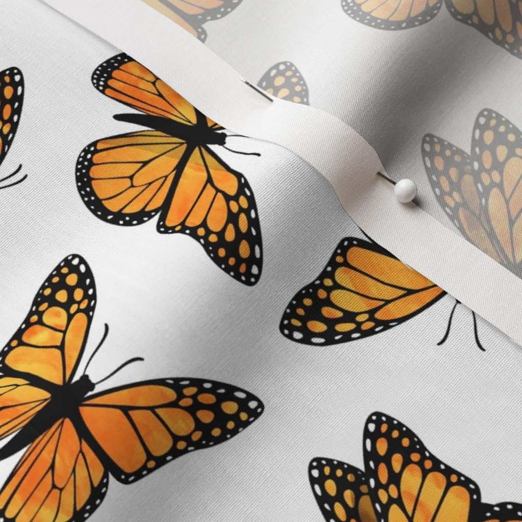 Spoonflower Fabric - Small Scale Monarch Butterflies Butterfly Spring Insect Pollinator Printed on Cotton Poplin Fabric by The Yard - Sewing Shirting Quilting Dresses Apparel Crafts