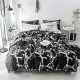 Cottonight Black Marble Comforter Set Full Marble Bedding Comforter Set Black and White Abstract Modern Blanket Quilts Marble Texture Comforter Black Bedding Set for Men Women Adults Kids