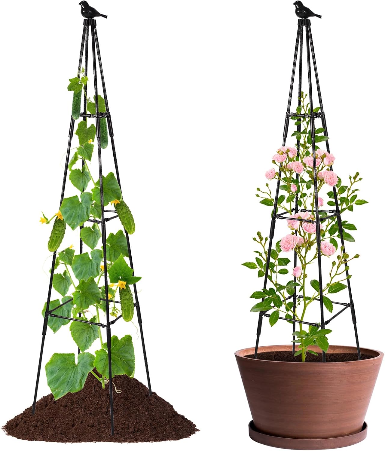 Garden Trellis for Climbing Plants, 67 Inch Cucumber Obelisk Trellis Rustproof Plants Support for Potted Vines Flowers Outdoor, 2PCS