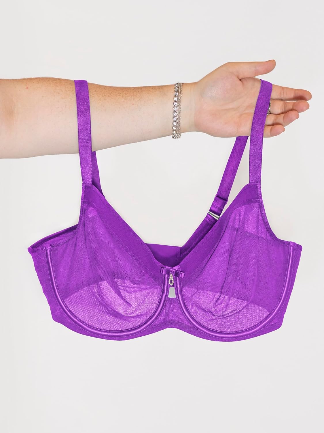 Curvy Couture Women's Sheer Unlined Underwire Plunge Bra
