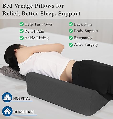 Miniatura 2 de Almohada de cuña de cama para dormir de lado, almohada triangular con relleno de esponja para posicionamiento corporal, adecuada para embarazo y