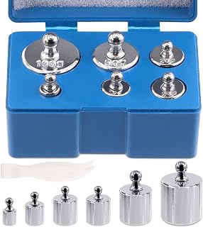 Mardatt 7-Pc Precision Calibration Weights 200g Set (5g 10g 2x20g 50g 100g) M2 Class Steel w/ Tweezers for Jewelry Scales