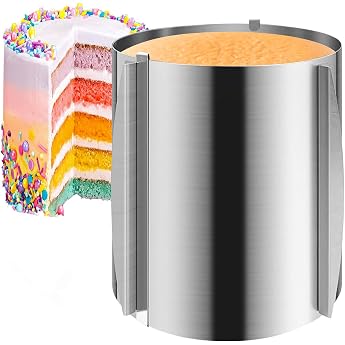 Cake Ring Adjustable High 20 cm Stainless Steel Baking Ring Adjustable Width 16-30 cm Sturdy Cake Mould Cake Ring Round Adjustable Round Adjustable Baking Frame for Baking and Decorating