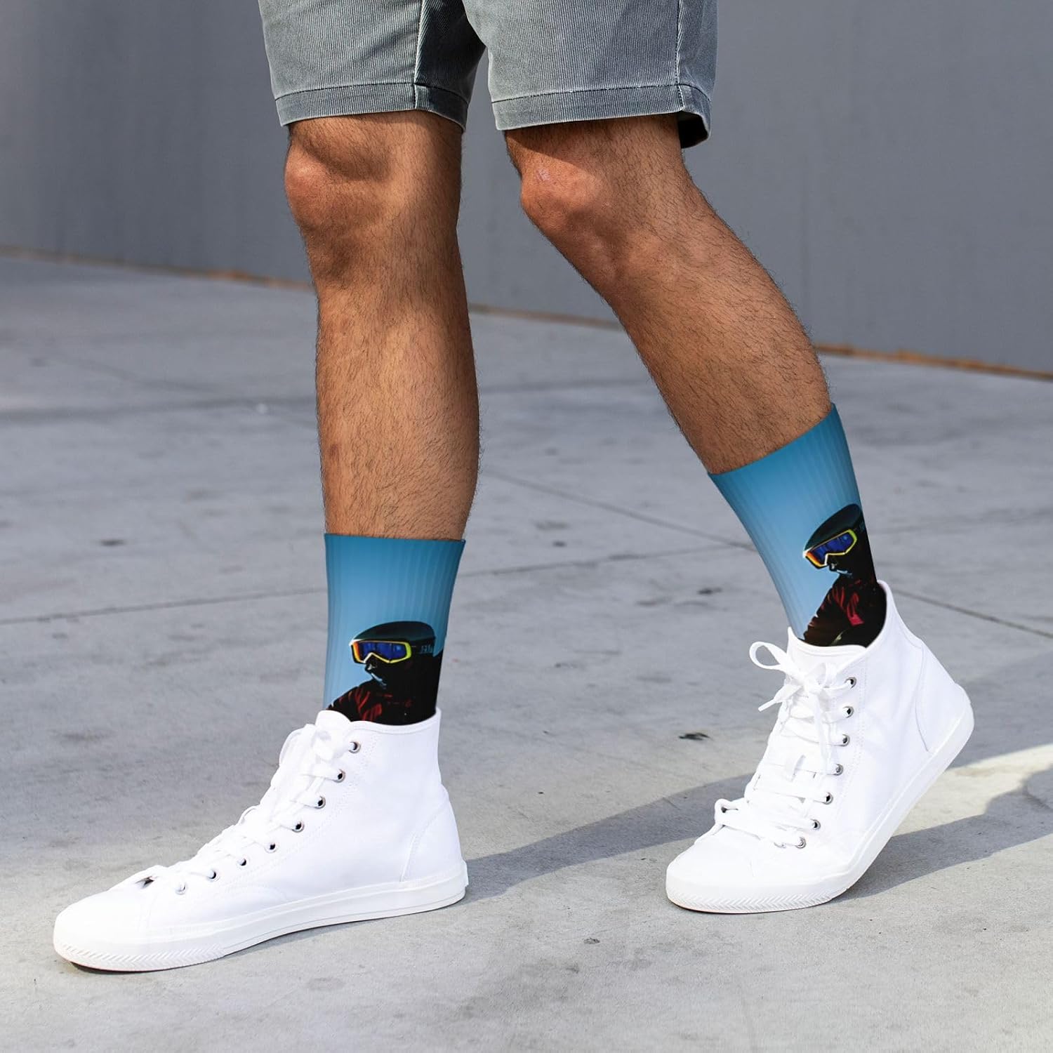 Snowboarding Picture Print Athletic Sock Performance Mid Tube Socks With Adult Men Women