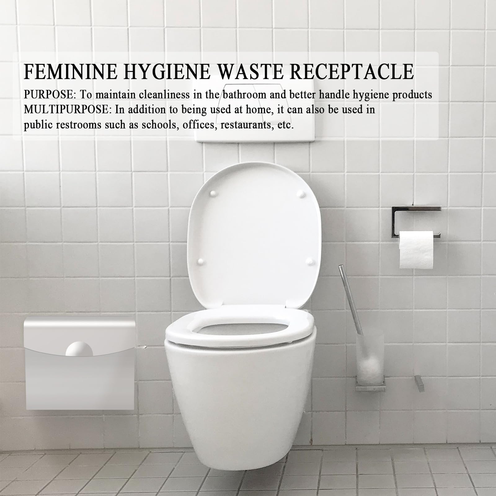 Damenbinde Behälter - Edelstahl Wandmontage Feminine Hygiene Mülleimer mit Hygiene-Entsorgungsbeuteln für Bad oder Büro