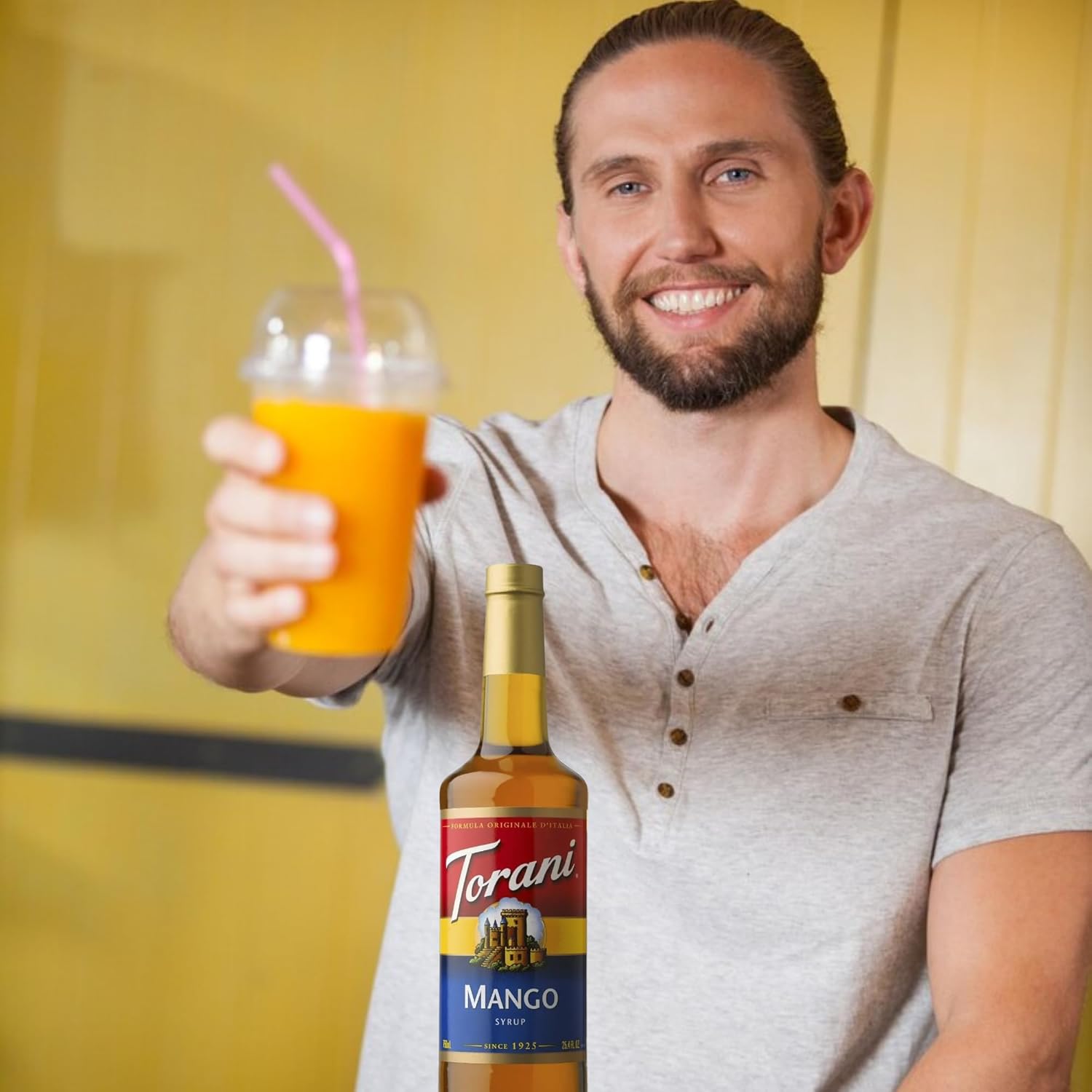 Jimoco® Syrup Pump Dispenser + Torani® Mango Syrup, 25.4 oz - Coffee Syrup Pump & Flavoring Bundle